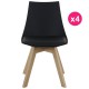 Lot de 4 Chaises Noire et Piétement Chêne KosyForm