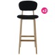 Lot de 2 Chaises de Bar Tissus Noir et Piétement Chêne Ana KosyForm