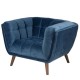 Fauteuil en Velours Bleu et Noyer Meryl KosyForm