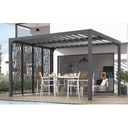 Pergola Bioklima Lamesen 11 m2 und 3 m Seitwärtssichtbrecher