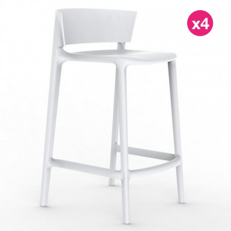 Lot de 4 tabourets plan de travail Vondom Africa hauteur d'assise 65 cm Vondom blanc