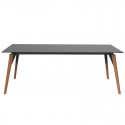 Table Vondom Faz Wood Tray 200x90 Black and Feet Natural Oak