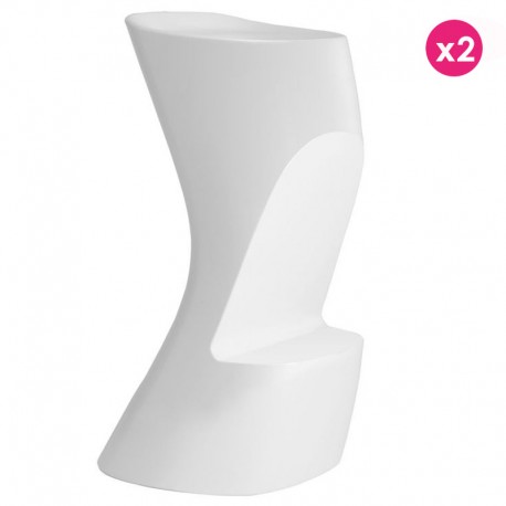 Lot de 2 Tabourets de bar Vondom Moma High hauteur d'assise 74 blanc