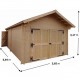 Massief houten garage Habrita 24,23m2 in planken van 60mm