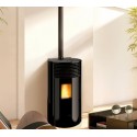 Round Pellet Stove Ferlux Helen 8kW Magic Black Glass