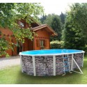 Piscina acima do solo TOI Stone Grey oval 550x366xH120 com kit completo