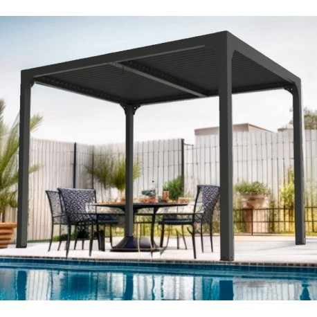 Habrita aluminium antraciet bioklimatische pergola 7,20m2 met lamellen