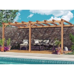 Aangebouwde pergola in ruw hout Palma 5x3m 15m2