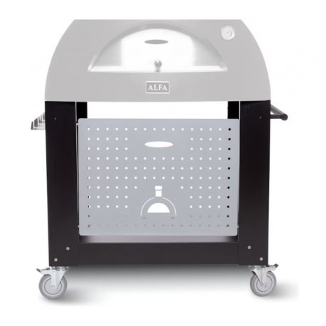 Base Carrello Alfa per Forno Pizza Moderno 3 su Ruote Nero