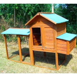 Wooden Garden Chicken Coop 5-8 Habrita Hens 2.13m2 Two-Body