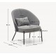 Light Grey Chenille Armchair with Black Metal Legs Amy VeryForma