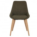 Set of 2 Dining Chairs Ari Khaki Fabric Dark Oak Base VeryForma