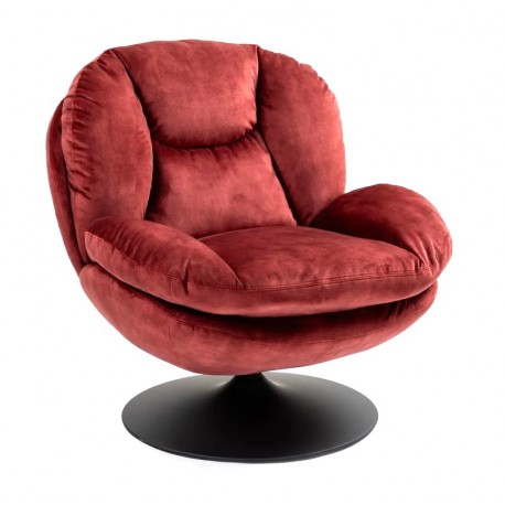 Fauteuil pivotant Top tissu velours rouge bordeaux VeryForma