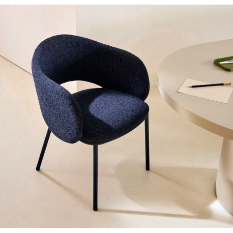 Set van 2 Aina stoelen in blauwe chenille stof en metaal VeryForma