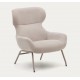 Lina armchair in beige chenille fabric and VeryForma steel